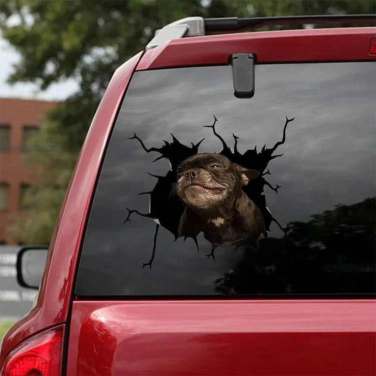 French Bulldog Crack Car Sticker, Toilet Sticker, Fridge Sticker (33)