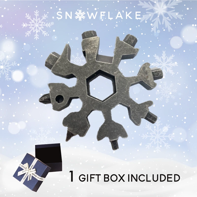 Snowflake - Multiherramienta 18 en 1 de acero inoxidable portátil para aventuras al aire libre