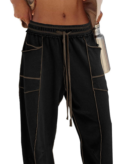 Womens Baggy Barrel Pants Wide Leg Lounge Drawstring Sweatpants with Pockets👖