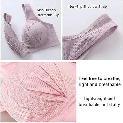 BUY 1 GET 2 FREE(Please add 3 pcs to cart)-2024 Front Button Breathable Skin-Friendly Cotton Bra