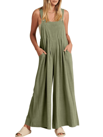 ✨Sleeveless Wide Leg Jumpsuit with Pockets