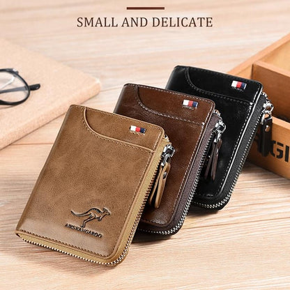 (🎁2024-Christmas Hot Sale🎁)Men Wallet Zipper Genuine Leather Purse ( RFID PROTECTED )