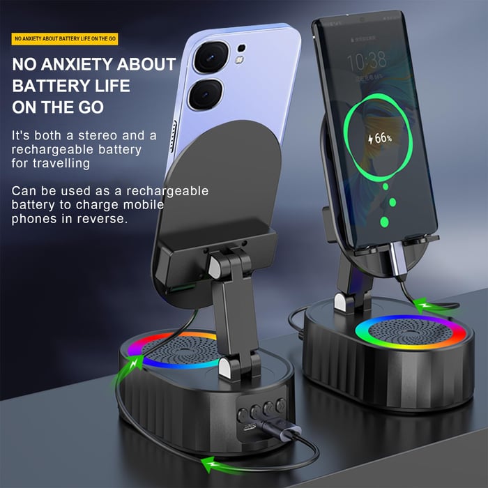 ✨2025 Upgraded Cell Phone Stand with Induction Speaker/Power Bank/Atmosphere Light (🔥Buy 2 Free Shipping)