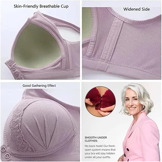 BUY 1 GET 2 FREE(Please add 3 pcs to cart)-2024 Front Button Breathable Skin-Friendly Cotton Bra