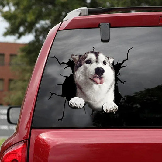 Siberian Husky Crack Car Sticker, Toilet Sticker, Fridge Sticker 28