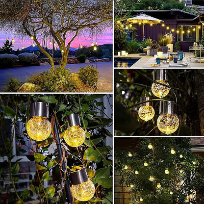 Multicolor Crackle Glass Hanging Solar Lights