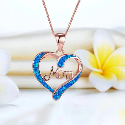 Love-Shaped Pendant Necklace with Letters MOM - A Heartfelt Gift