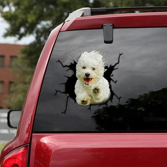 Bichon Frise Crack Car Sticker, Toilet Sticker, Fridge Sticker 15