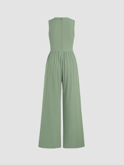 Mother's Day SALE 50%OFF -SOLID SLEEVELESS WIDE LEG JUMPSUIT