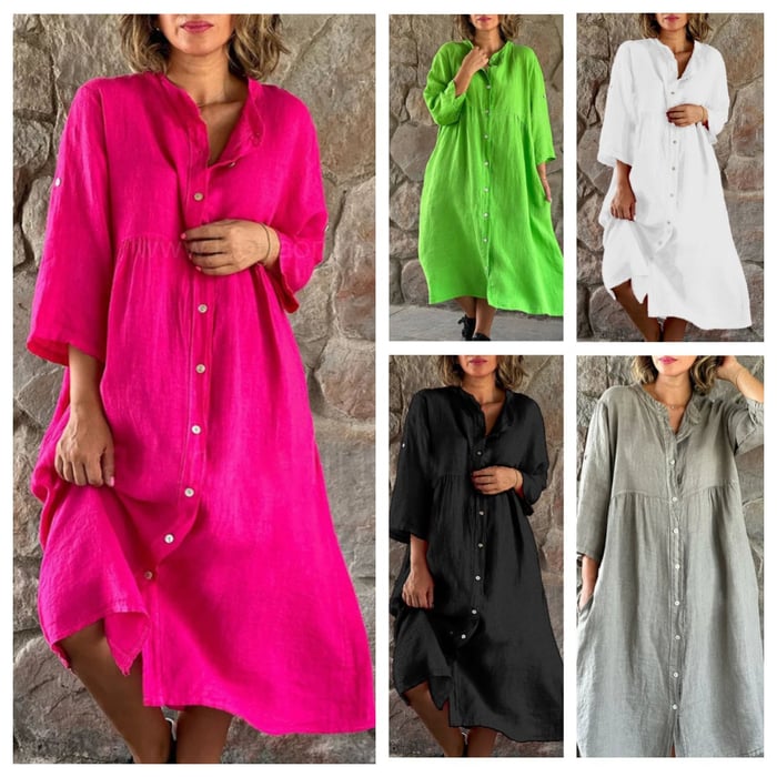 🔥LAST DAY 70% OFF🔥 Cotton And Linen Loose Shirt Dress（🔥Buy 2 Free Shipping🔥）