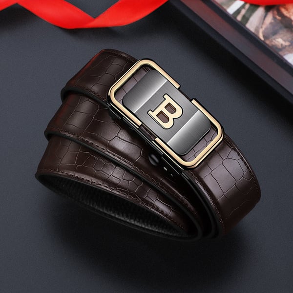 🎁Men's Crocodile Leather Automatic Buckle Belt