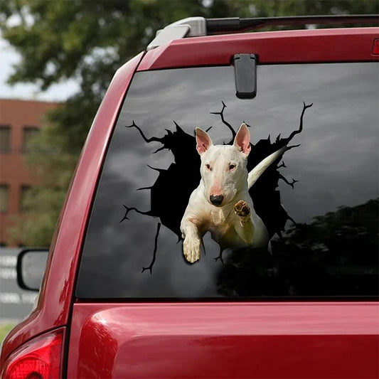 Bull Terrier Crack Car Sticker, Toilet Sticker, Fridge Sticker 9