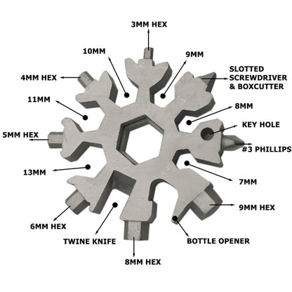 Snowflake - MultiTool 18-in-1 Stainless Steel Portable for Outdoor Adventure