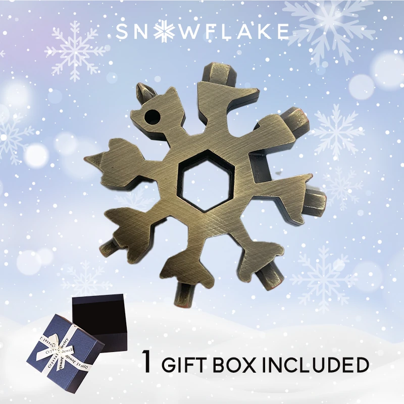 Snowflake - Multiherramienta 18 en 1 de acero inoxidable portátil para aventuras al aire libre