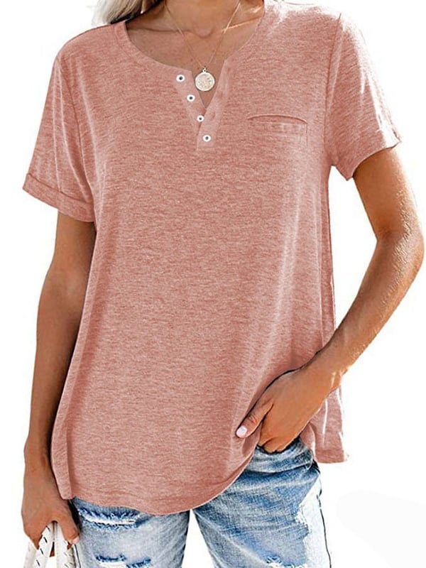 🔥🔥Fashion Solid Color Pocket Short Sleeve T-Shirt（Buy 3 Free Shipping ）