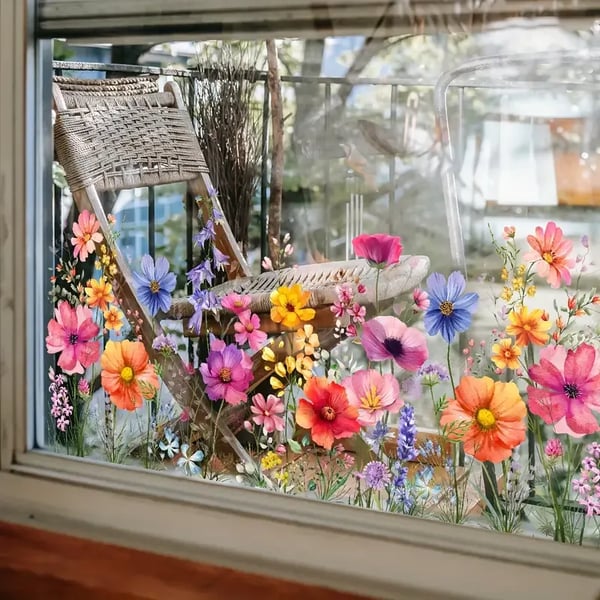 🔥LAST Sale 49% OFF💐Colorful Floral Bouquet Window Sticker