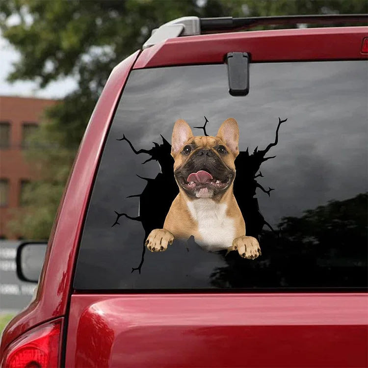 French Bulldog Crack Car Sticker, Toilet Sticker, Fridge Sticker (20)