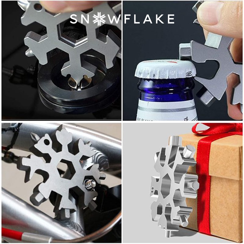 Snowflake - Multiherramienta 18 en 1 de acero inoxidable portátil para aventuras al aire libre