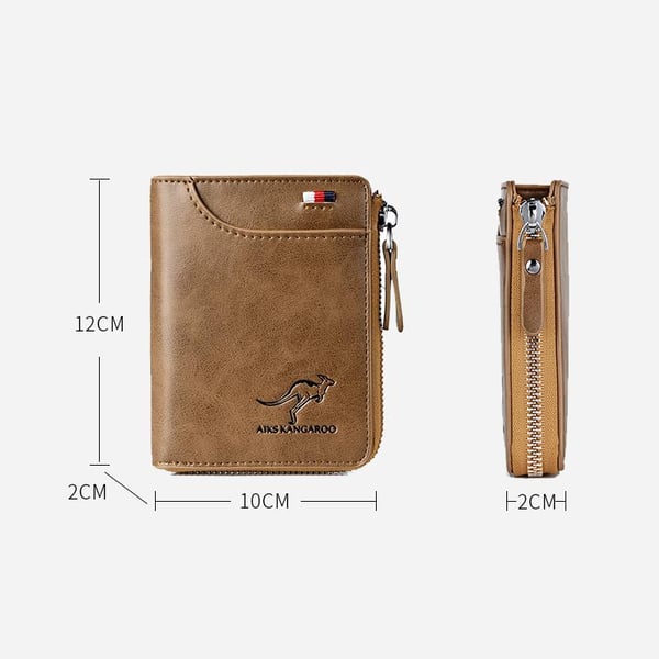 (🎁2024-Gran oferta navideña🎁) Cartera para hombre con cremallera, monedero de cuero genuino (PROTECCIÓN RFID)