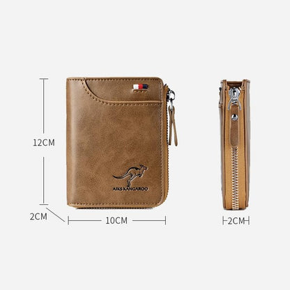 (🎁2024-Gran oferta navideña🎁) Cartera para hombre con cremallera, monedero de cuero genuino (PROTECCIÓN RFID)