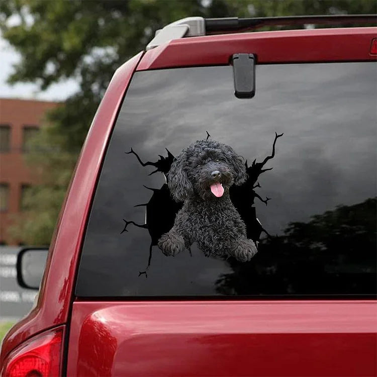 Poodle Crack Car Sticker, Toilet Sticker, Fridge Sticker 1