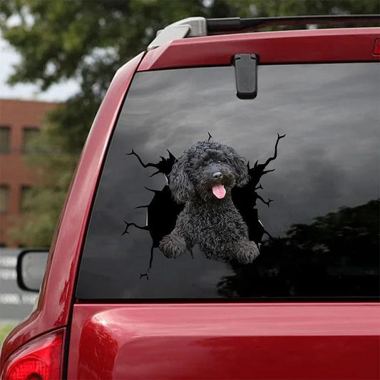 Pegatina para coche con grieta de caniche, pegatina para inodoro, pegatina para nevera 1