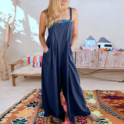 Last Day 70% OFF🔥Women's Sleeveless Wide Leg Jumpsuit with Pockets