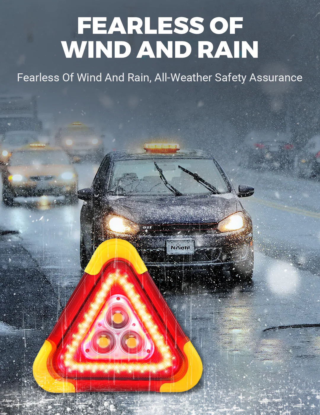 🔥2026 New Arrival🔥 3-IN-1 Solar Emergency Triangle Warning Light at the Roadside