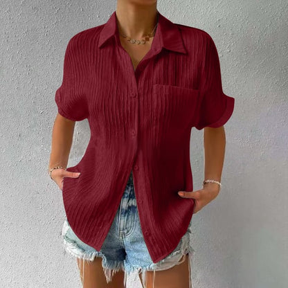 🔥Shirt Collar Casual Buttoned Loose Blouse