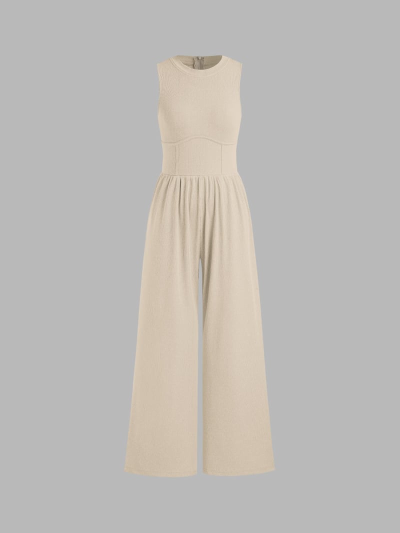 Mother's Day SALE 50%OFF -SOLID SLEEVELESS WIDE LEG JUMPSUIT