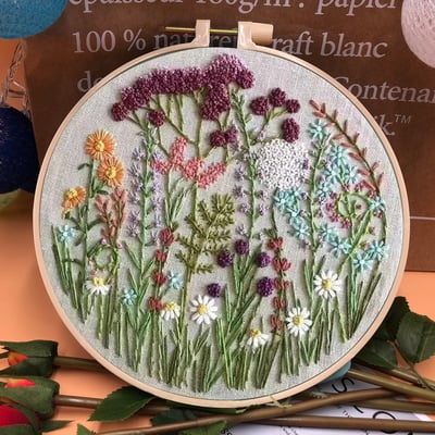 🔥 49% OFF - Perfect Gift - Embroidery Hoop Flower Kit for Beginner