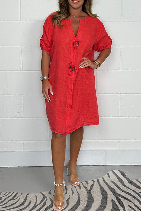 2024 New plus size button up tunic dress