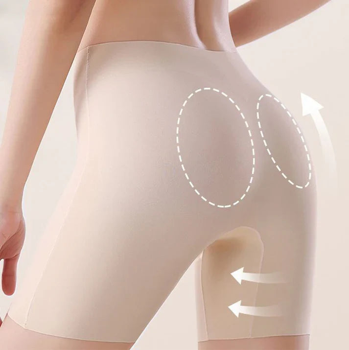 Women High-waist Ice Silk Underwear with Tummy-control Hip-lifting