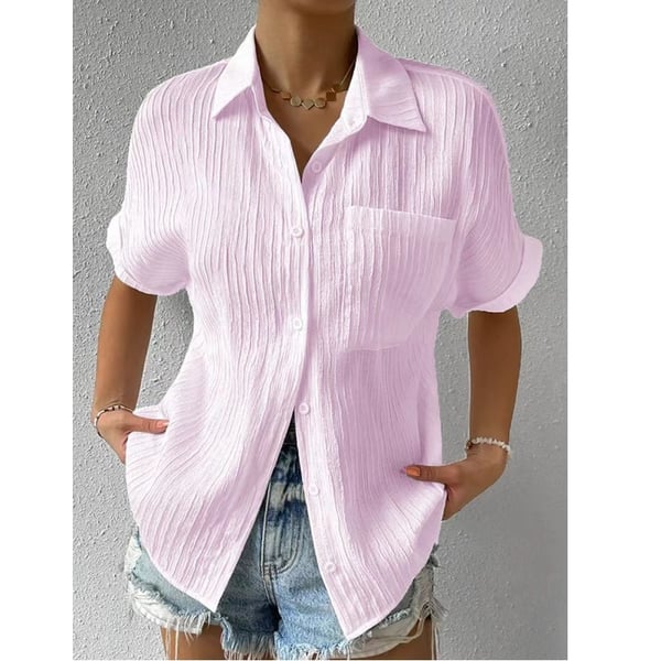 🔥Shirt Collar Casual Buttoned Loose Blouse