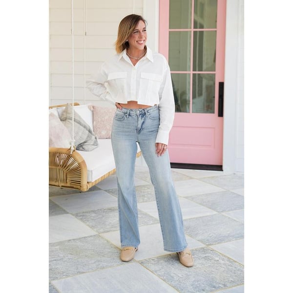 🏆️Last Day 70% OFF -👖High Rise Vintage Wash Tummy Control Top Straight Leg Jeans