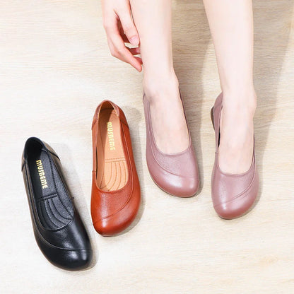 🔥2024 New Genuine Leather Retro Flat Shoes（Genuine leather women's shoes, quality assurance）