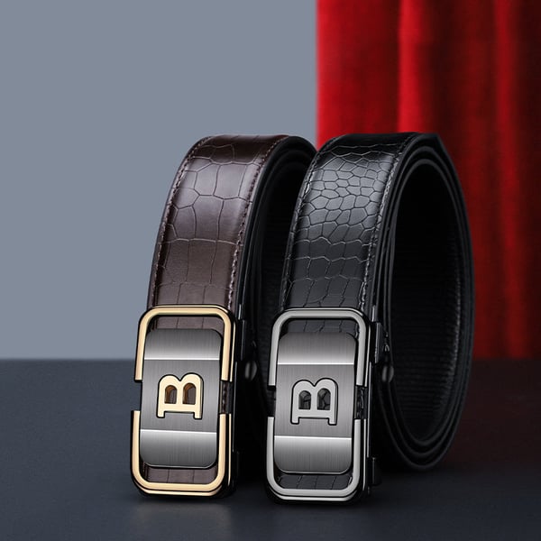 🎁Men's Crocodile Leather Automatic Buckle Belt