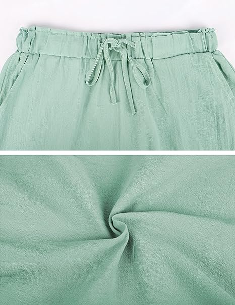 🔥Plus Size Solid Color Elastic Waist Loose Cropped Trousers