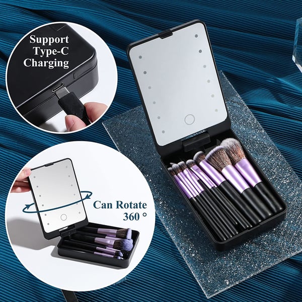 💖Year-end Promotion 70% OFF💖Travel Makeup Brush Set with LED light