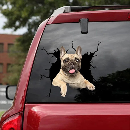 French Bulldog Crack Car Sticker, Toilet Sticker, Fridge Sticker (17)