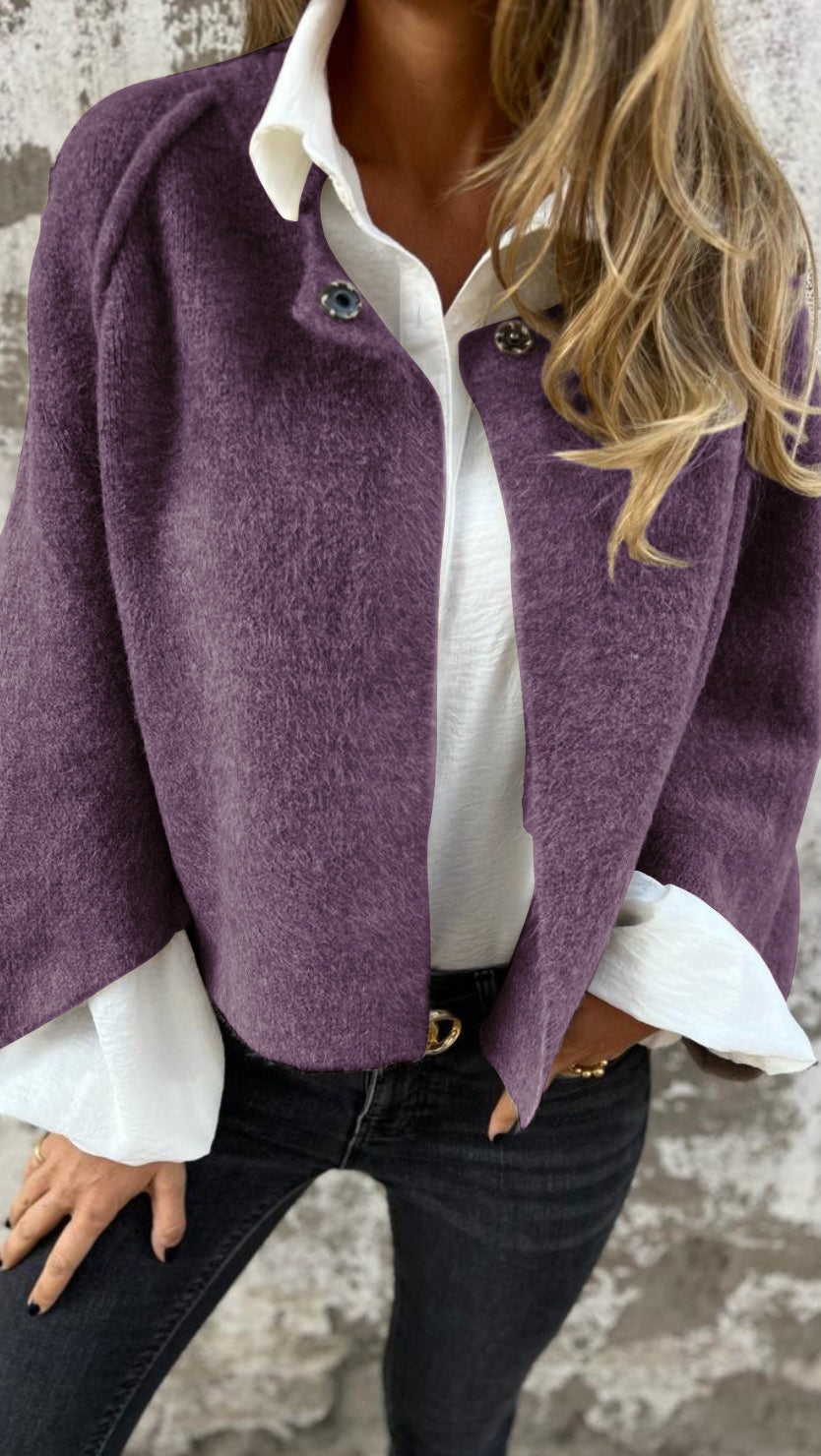 Women's round neck long sleeve coat