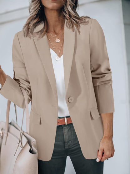 HOT SALE Women's Casual Button Open Front Pocket Blazers Jacket (Buy 2 Free Shipping)