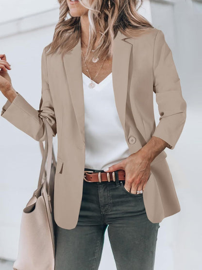 HOT SALE Women's Casual Button Open Front Pocket Blazers Jacket (Buy 2 Free Shipping)