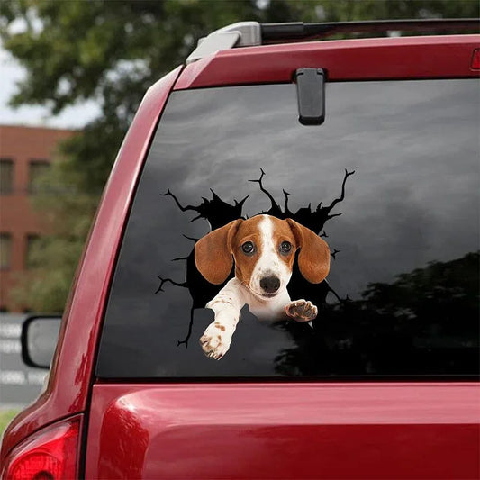 Dachshund Crack Car Sticker, Toilet Sticker, Fridge Sticker (50)