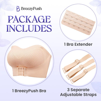 BreezyPush - Breathable Non-Slip Strapless Front Buckle Push-Up Bra