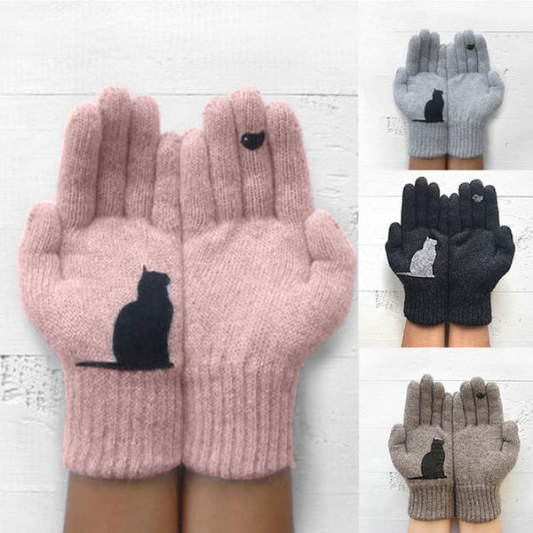 Guantes de algodón con forma de abanico de gato 