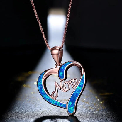 Love-Shaped Pendant Necklace with Letters MOM - A Heartfelt Gift