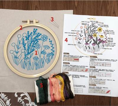 🔥 49 % de réduction – Cadeau parfait – Kit de fleurs en cerceau à broder pour débutant