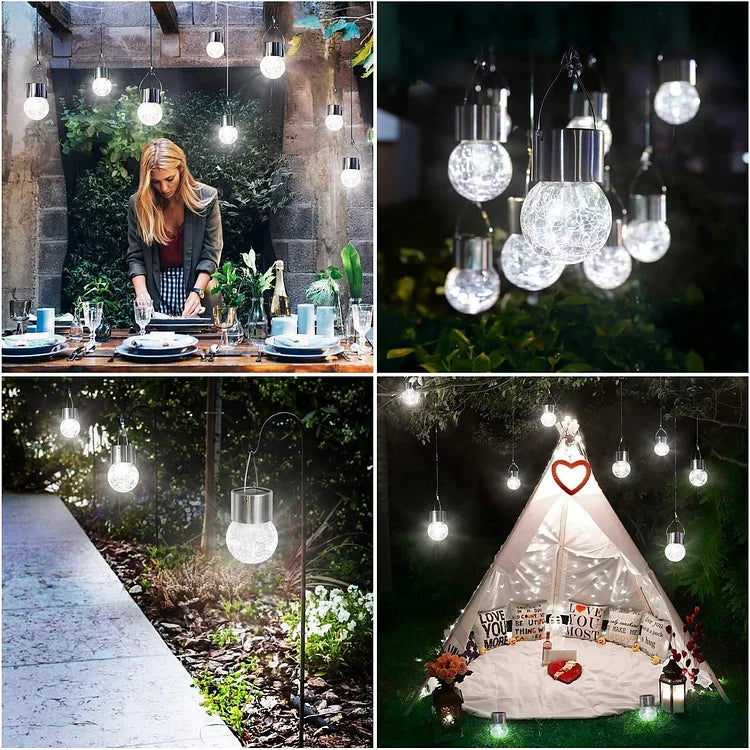 Multicolor Crackle Glass Hanging Solar Lights