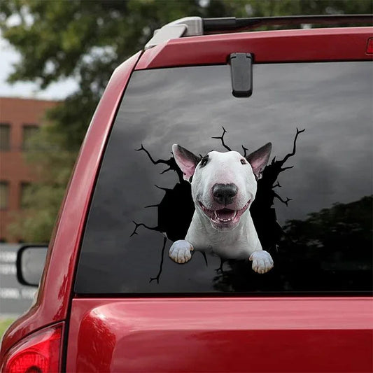 Etiqueta engomada del coche de la grieta de Bull Terrier, etiqueta engomada del retrete, etiqueta engomada del refrigerador 8